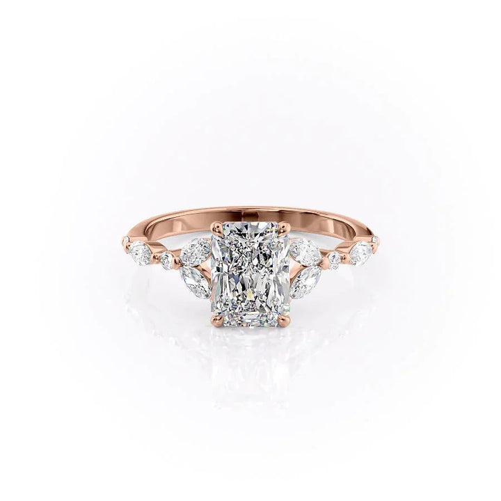 The Cindy Set With Radiant Side Stone Moissanite#material_14k-rose