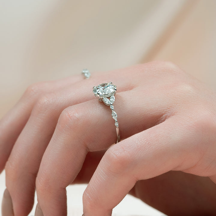 The Cindy Round Lab Diamond Moissanite Engagement Ring *Shown with 3.5 ct #material_white