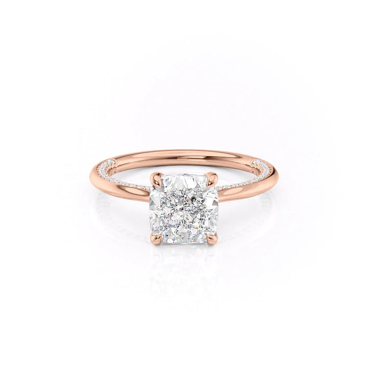 The Clara Set With Cushion Solitaire Lab Diamond 1 Carat 14K Rose#material_14k-rose