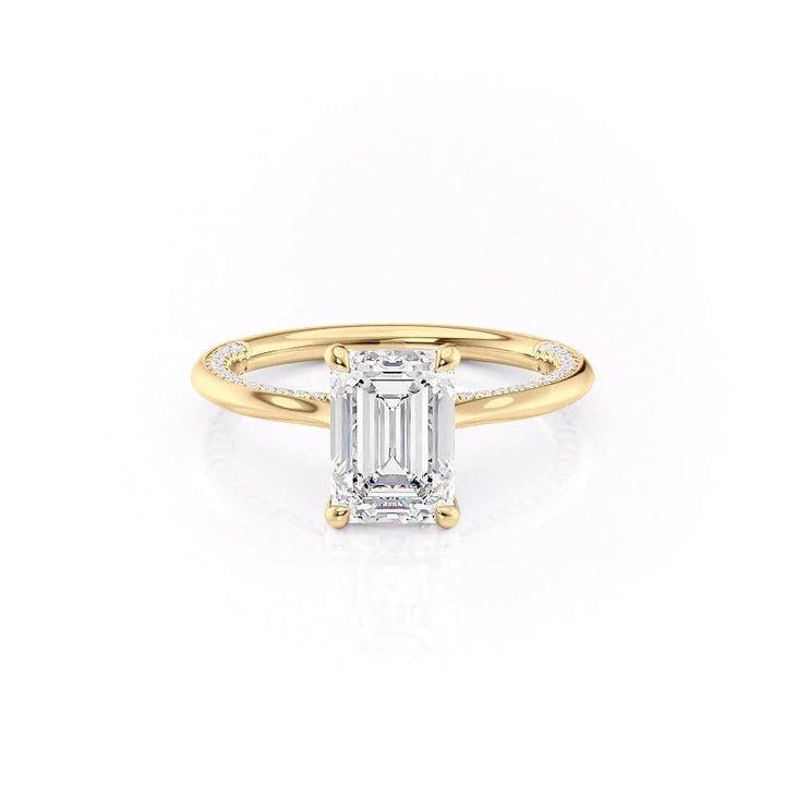 The Clara Set With Emerald Solitaire Lab Diamond 1 Carat 14K Gold#material_14k-gold