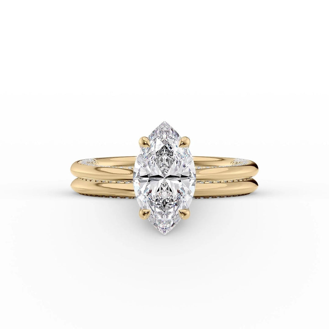 The Clara Set With Marquise Solitaire Lab Diamond 2 Carat 14K Gold#material_14k-gold