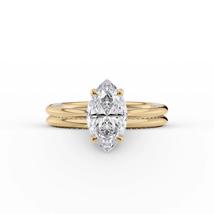 The Clara Set With Marquise Solitaire Moissanite#material_14k-gold