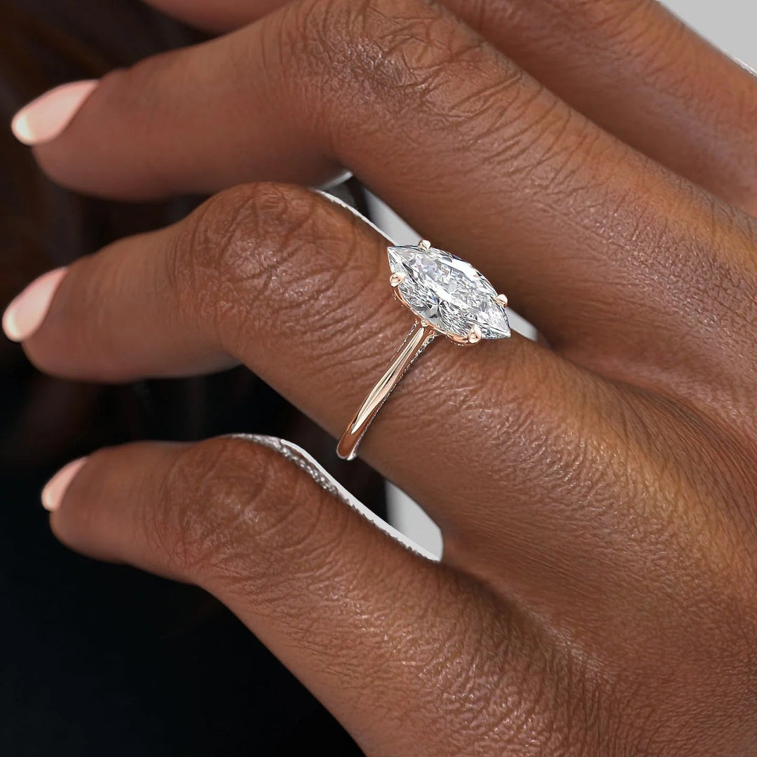 The Clara Marquise Lab Diamond Moissanite Engagement Ring