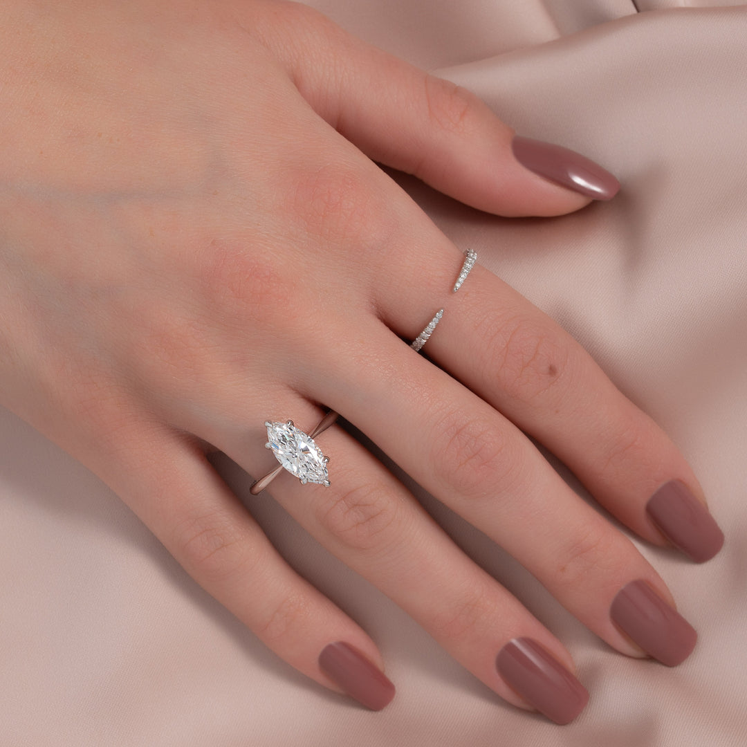 The Clara Marquise Lab Diamond Moissanite Engagement Ring
