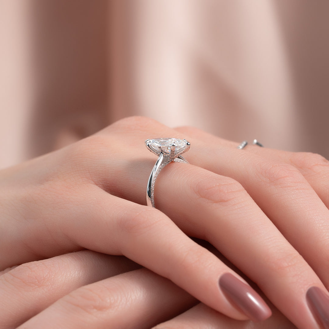 The Clara Marquise Lab Diamond Moissanite Engagement Ring