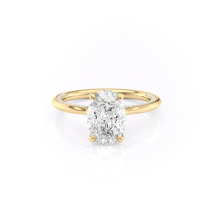 The Clara Set With Oval Solitaire Lab Diamond 1 Carat 14K Gold#material_14k-gold