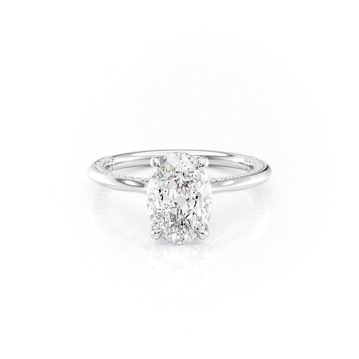 The Clara Set With Oval Solitaire Lab Diamond 1 Carat 14K White#material_14k-white