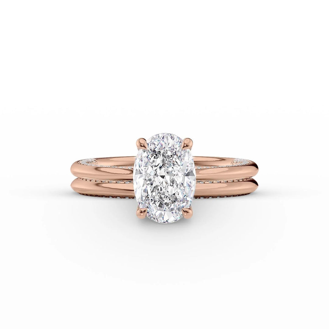 The Clara Set With Oval Solitaire Moissanite#material_18k-rose