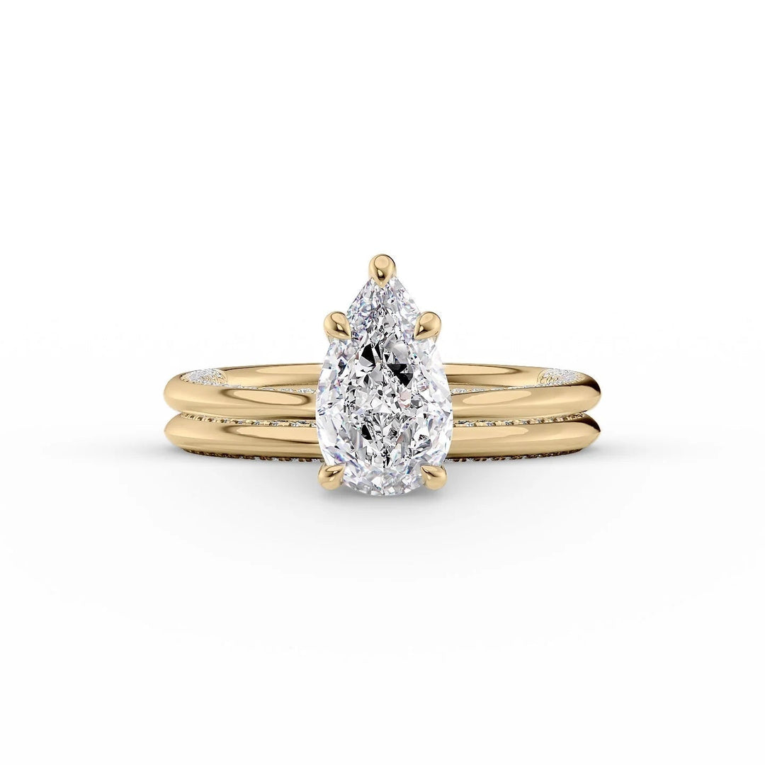 The Clara Set With Pear Solitaire Lab Diamond 2 Carat 14K Gold#material_14k-gold