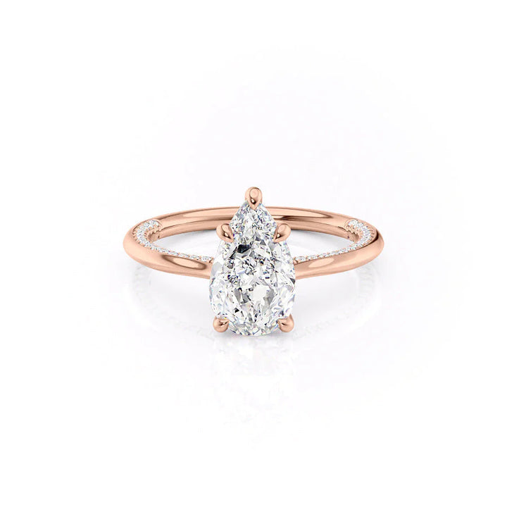 The Clara Set With Pear Solitaire Lab Diamond 1 Carat 14K Rose#material_14k-rose