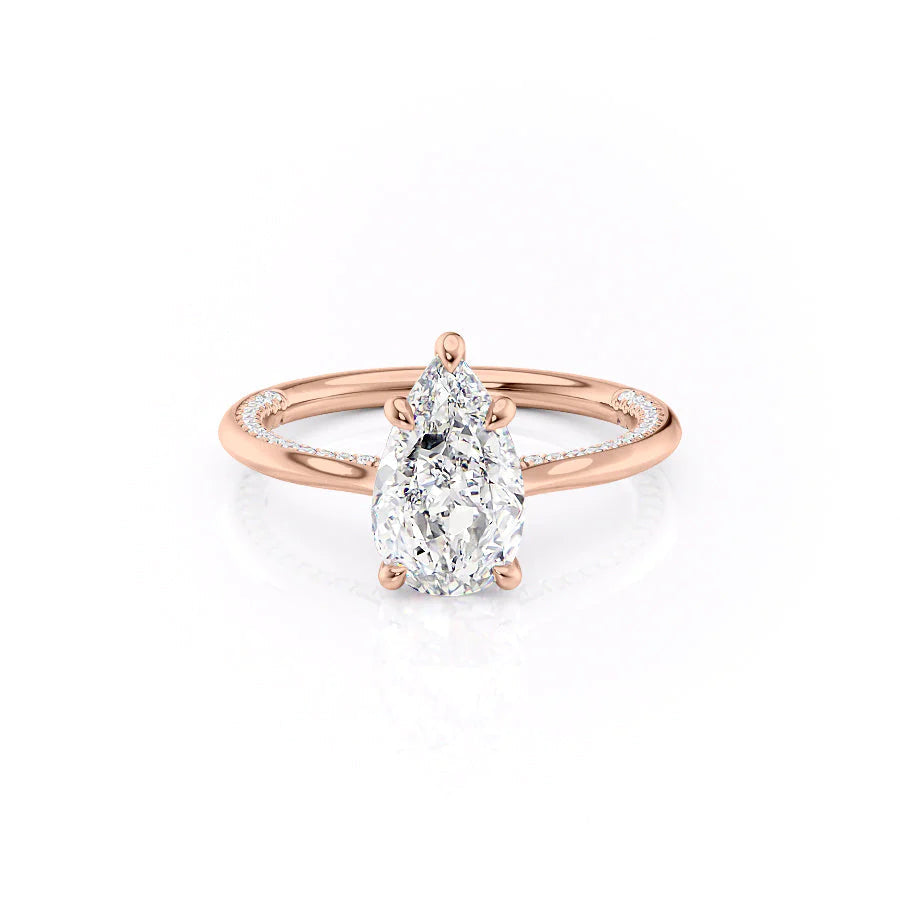 The Clara Set With Pear Solitaire Moissanite#material_14k-rose