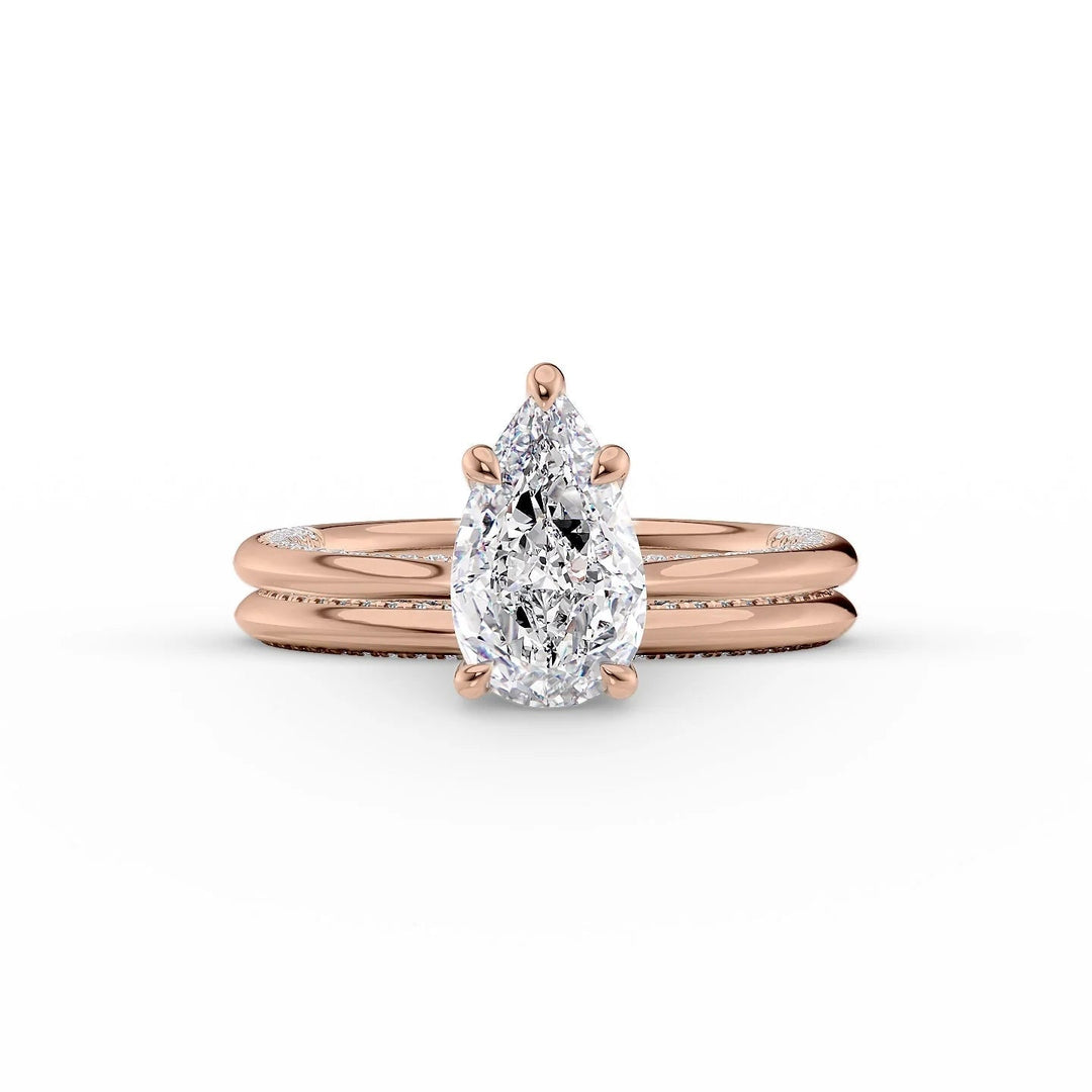 The Clara Set With Pear Solitaire Lab Diamond 2 Carat 14K Rose#material_14k-rose