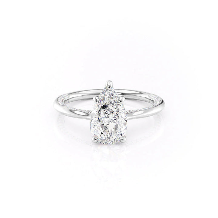 The Clara Set With Pear Solitaire Lab Diamond 1 Carat 14K White#material_14k-white