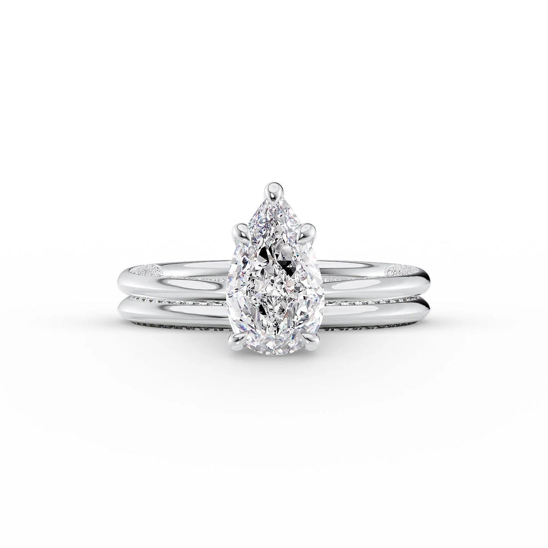 The Clara Set With Pear Solitaire Lab Diamond 2 Carat 14K White#material_14k-white