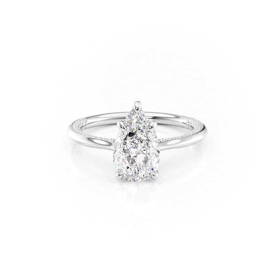 The Clara Set With Pear Solitaire Moissanite#material_18k-white