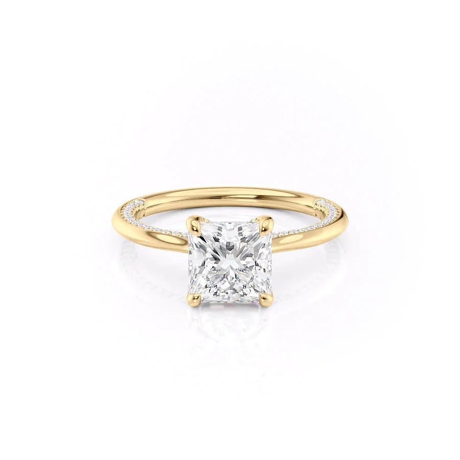 The Clara Set With Princess Solitaire Lab Diamond 1 Carat 14K Gold#material_14k-gold