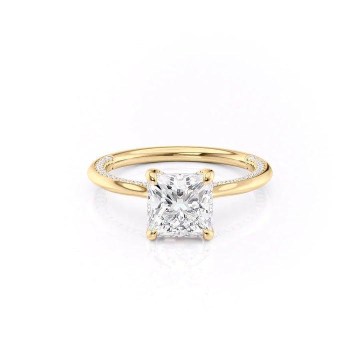 The Clara Set With Princess Solitaire Lab Diamond 1 Carat 14K Gold#material_14k-gold