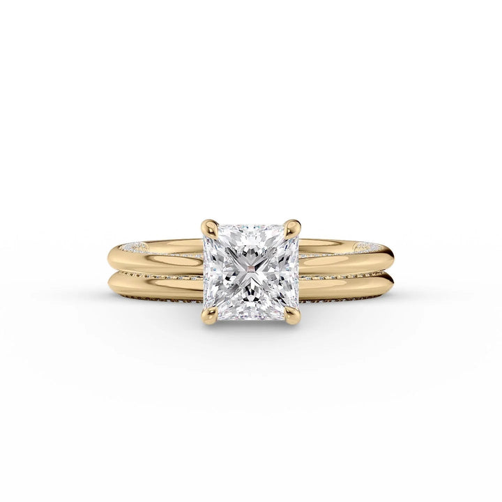 The Clara Set With Princess Solitaire Lab Diamond 2 Carat 14K Gold#material_14k-gold