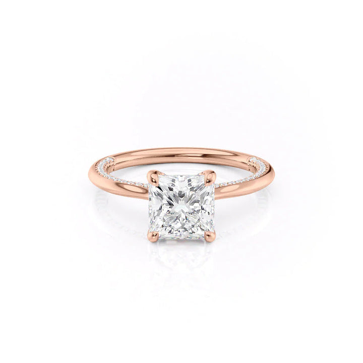 The Clara Set With Princess Solitaire Lab Diamond 1 Carat 14K Rose#material_14k-rose