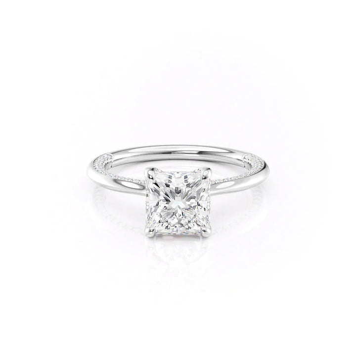 The Clara Set With Princess Solitaire Lab Diamond 1 Carat 14K White#material_14k-white