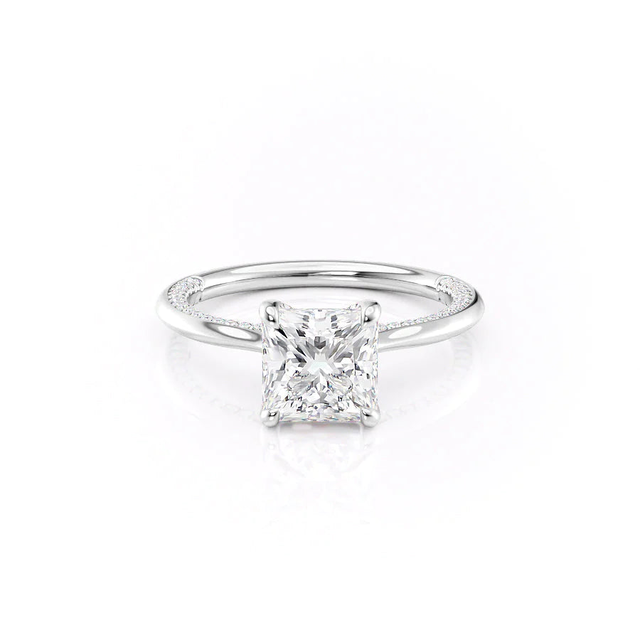 The Clara Set With Princess Solitaire Moissanite#material_14k-white