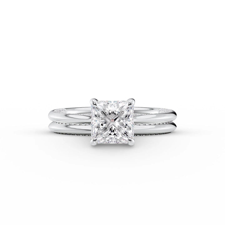 The Clara Set With Princess Solitaire Lab Diamond 2 Carat 14K White#material_14k-white