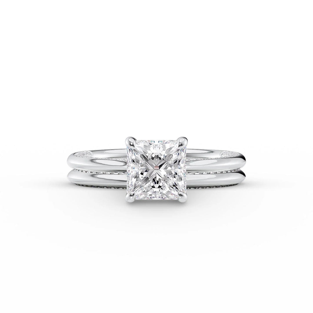 The Clara Set With Princess Solitaire Moissanite#material_14k-white