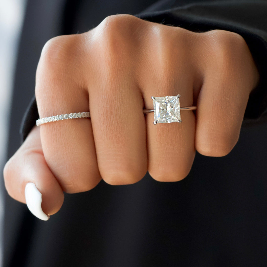 The Clara Set With Princess Solitaire Moissanite#material_14k-white