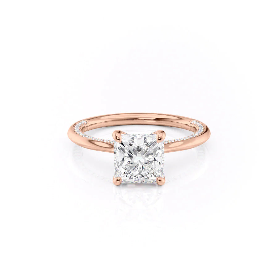 The Clara Set With Princess Solitaire Lab Diamond 1 Carat 18K Rose#material_18k-rose