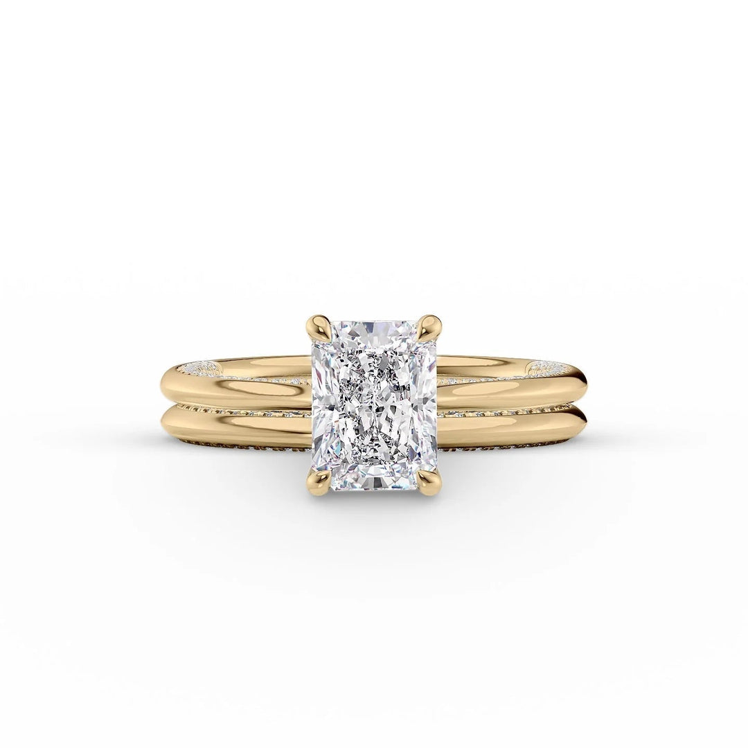 The Clara Set With Radiant Solitaire Lab Diamond 2 Carat 14K Gold#material_14k-gold