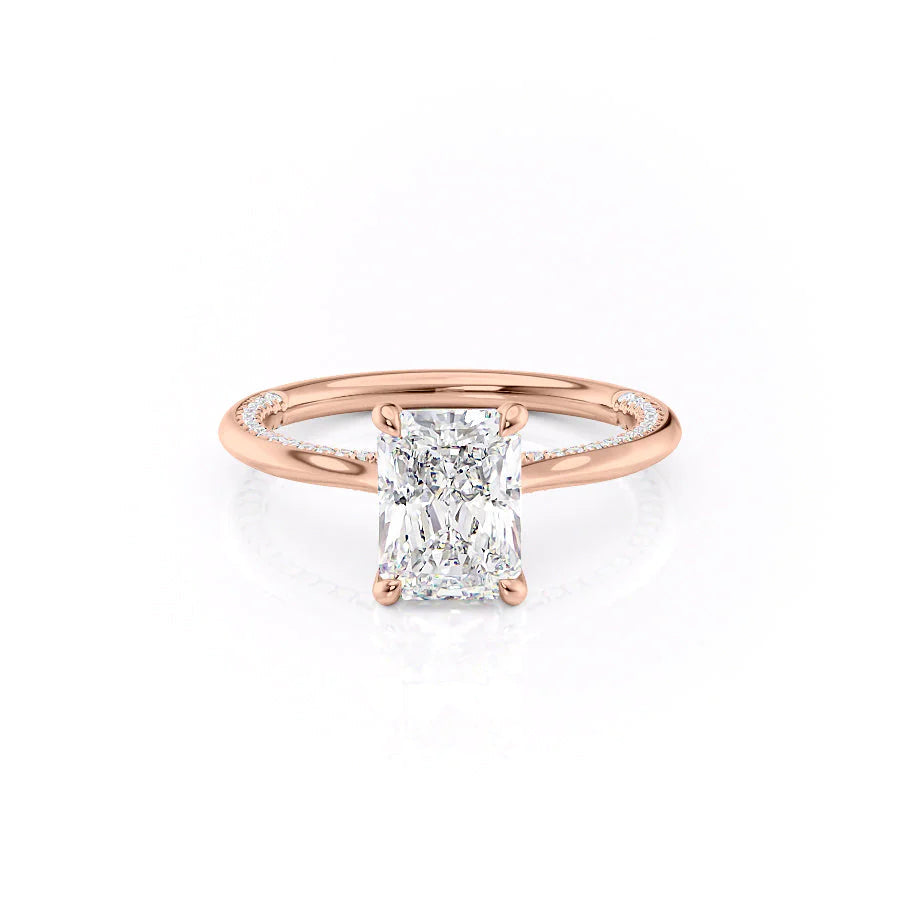 The Clara Set With Radiant Solitaire Lab Diamond 1 Carat 14K Rose#material_14k-rose