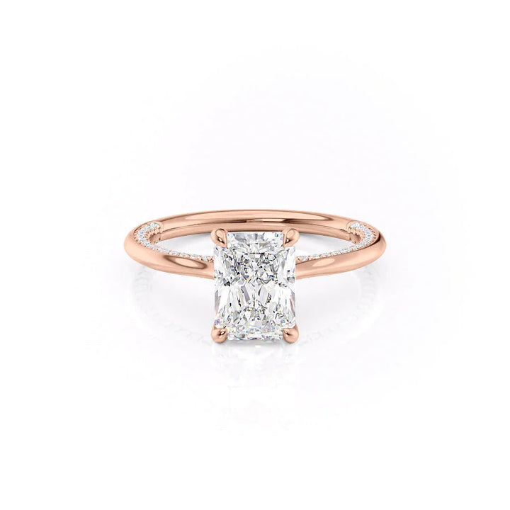 The Clara Set With Radiant Solitaire Lab Diamond 1 Carat 14K Rose#material_14k-rose