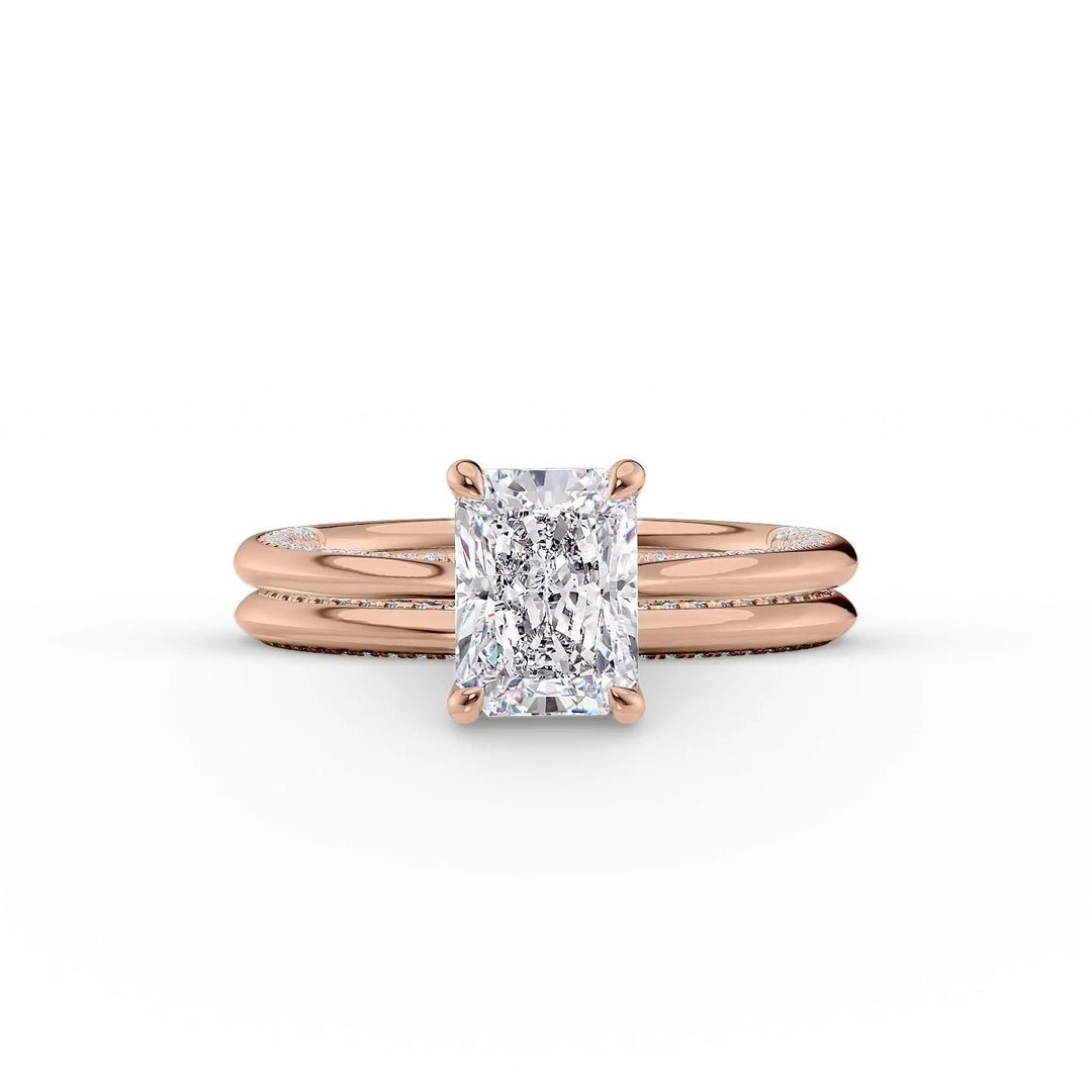 The Clara Set With Radiant Solitaire Lab Diamond 2 Carat 14K Rose#material_14k-rose