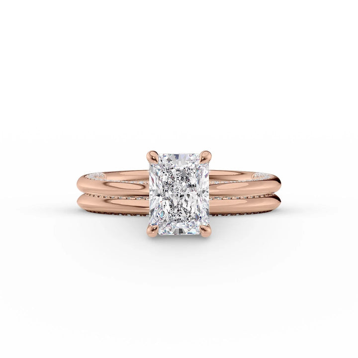 The Clara Set With Radiant Solitaire Moissanite#material_14k-rose