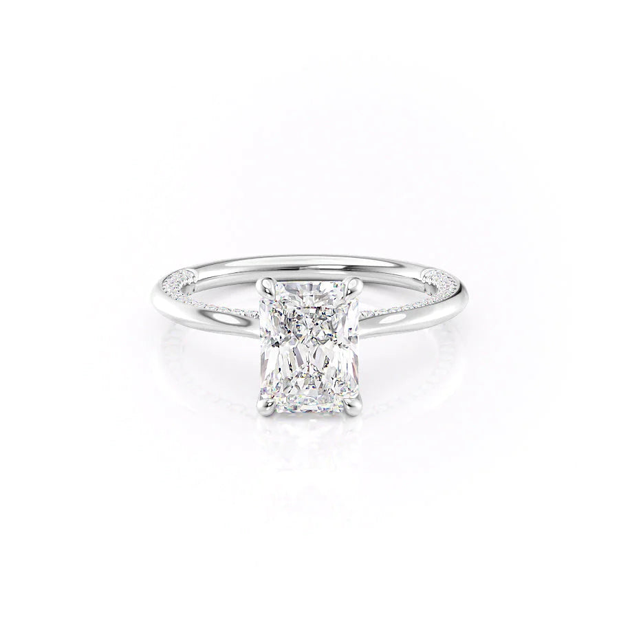 The Clara Set With Radiant Solitaire Lab Diamond 1 Carat 14K White#material_14k-white