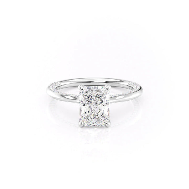 The Clara Set With Radiant Solitaire Lab Diamond 1 Carat 14K White#material_14k-white