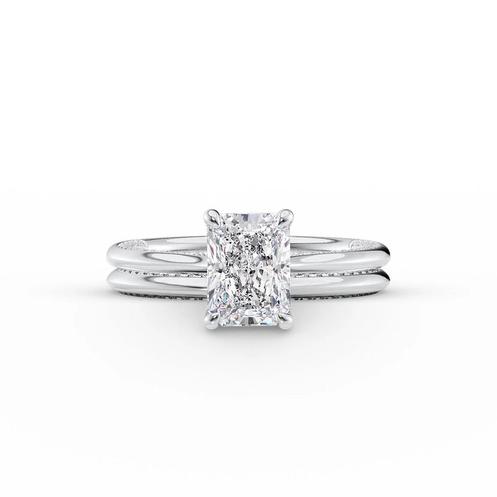 The Clara Set With Radiant Solitaire Lab Diamond 2 Carat 14K White#material_14k-white