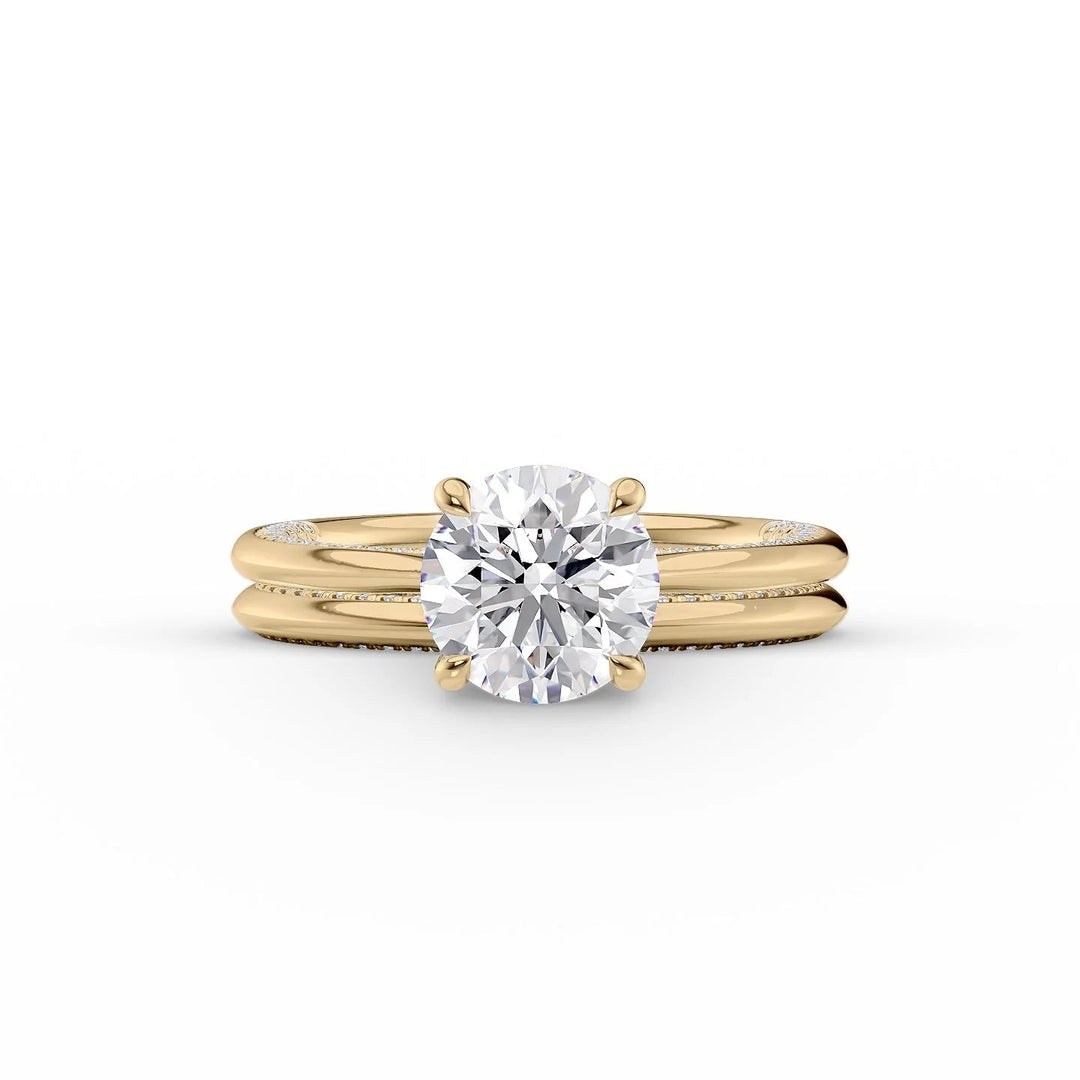 The Clara Set With Round Solitaire Lab Diamond 2 Carat 14K Gold#material_14k-gold