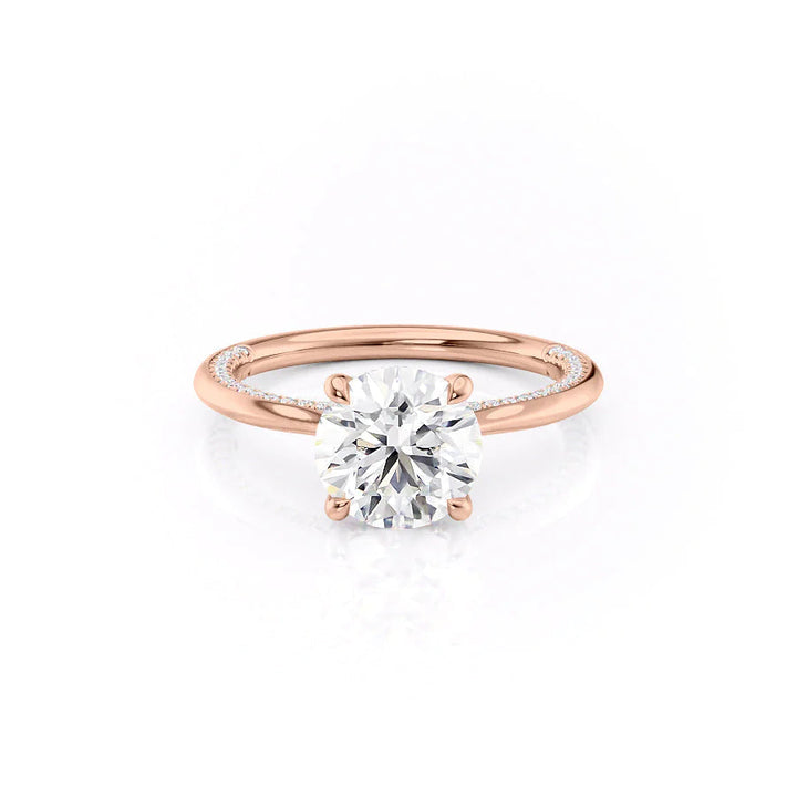 The Clara Set With Round Solitaire Lab Diamond 1 Carat 14K Rose#material_14k-rose