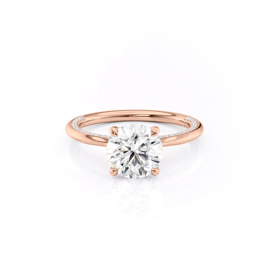 The Clara Set With Round Solitaire Moissanite#material_14k-rose