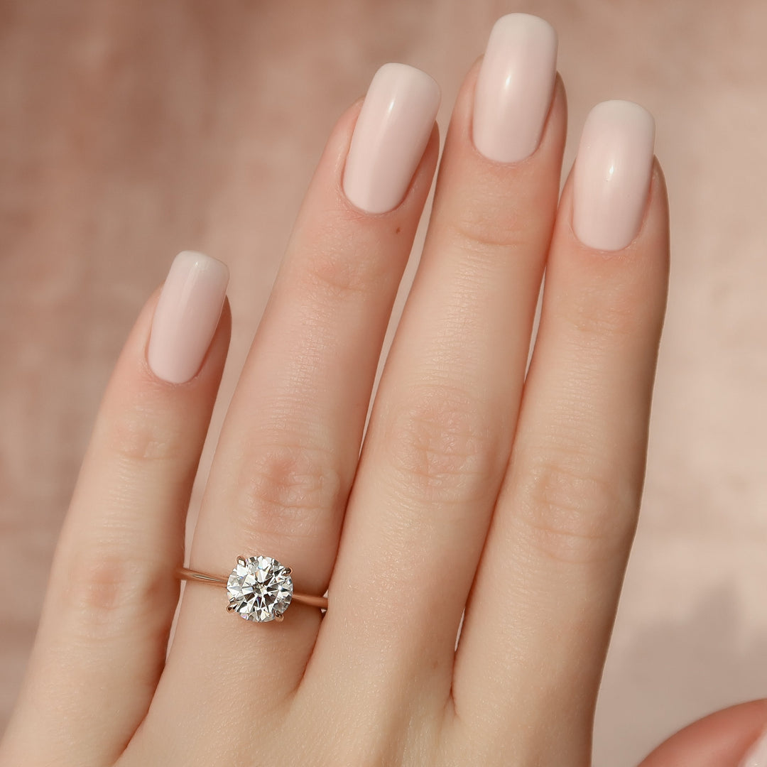 The Clara Set With Round Solitaire Lab Diamond 2.5 Carat 14K Rose#material_14k-rose