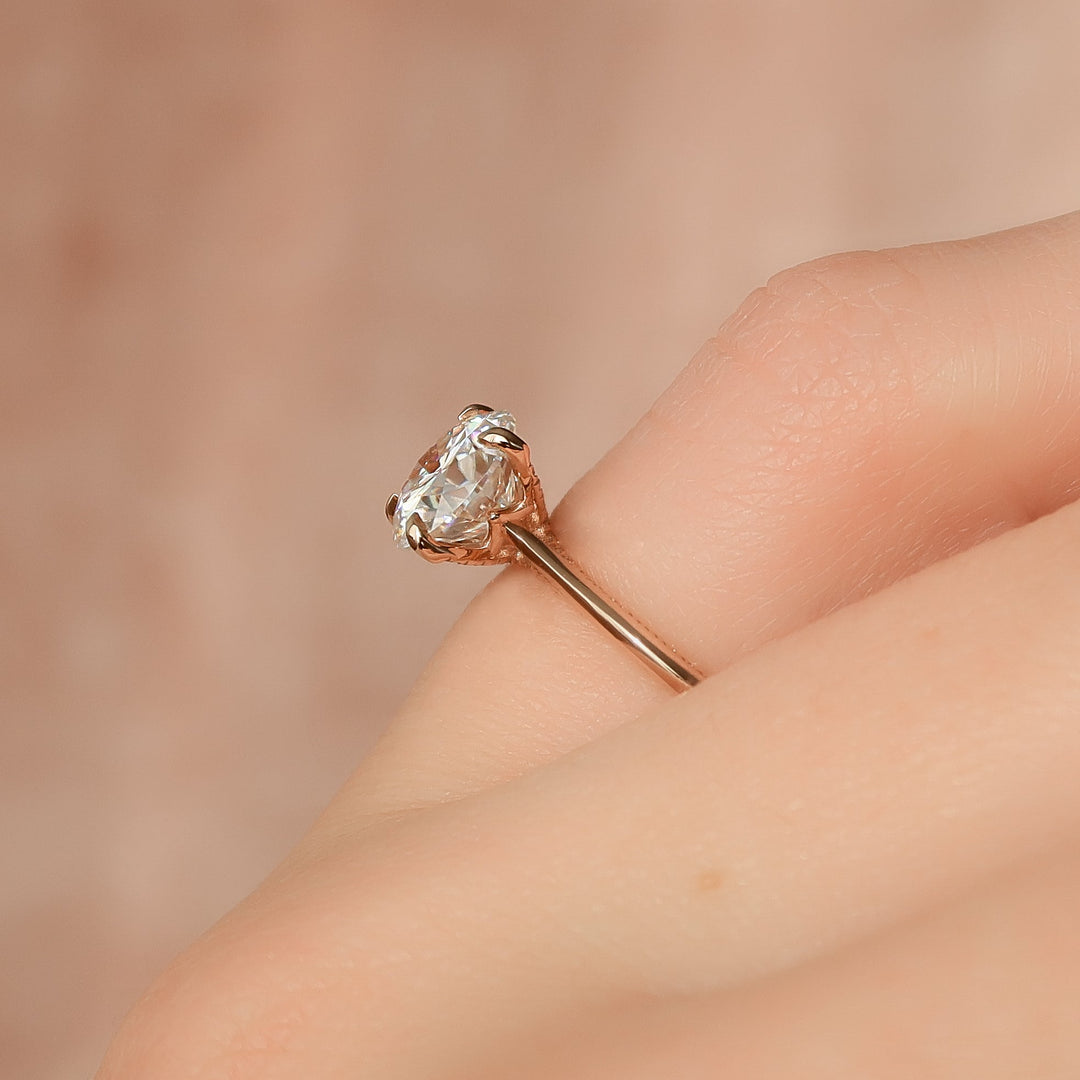 The Clara Set With Round Solitaire Lab Diamond 3 Carat 14K Rose#material_14k-rose