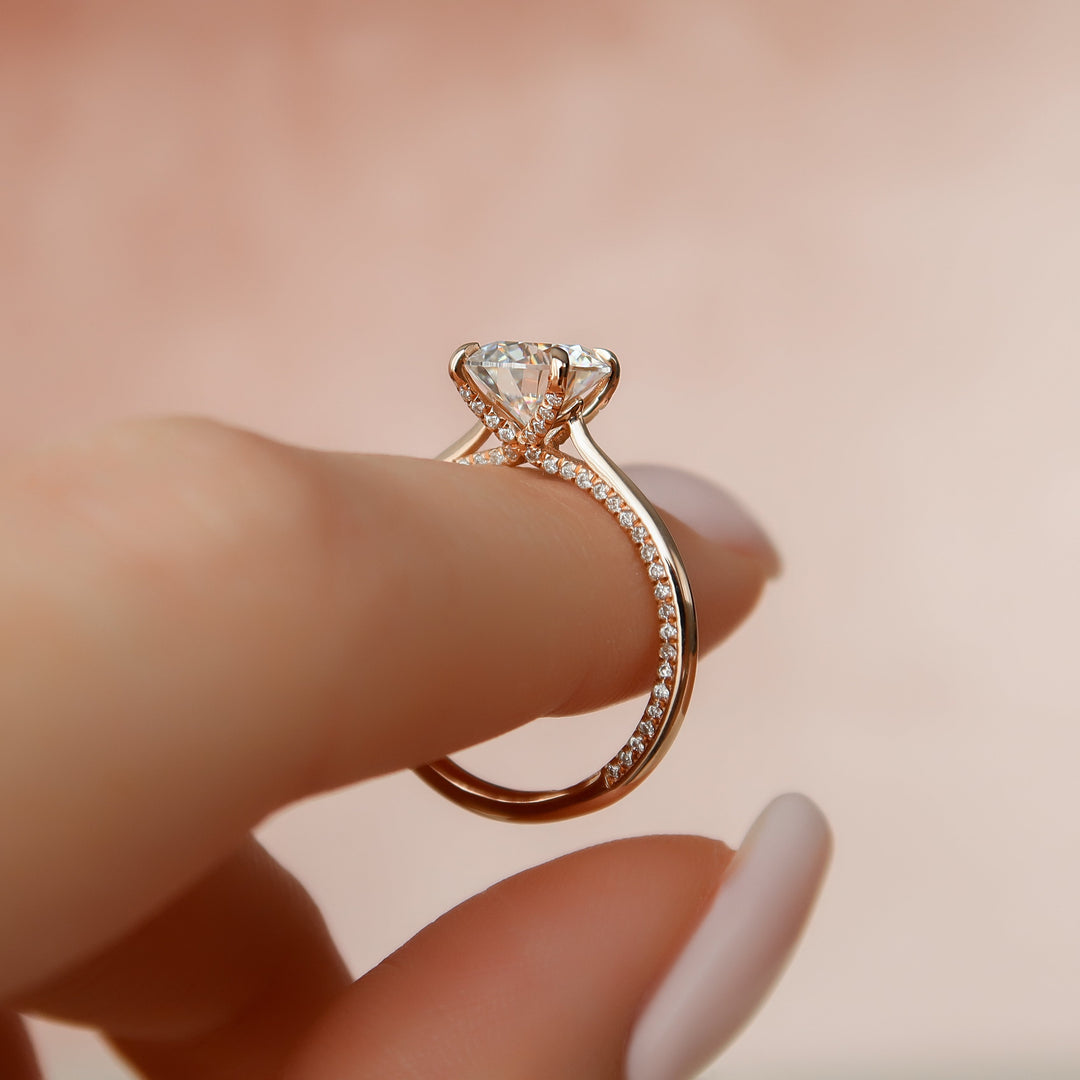 The Clara Set With Round Solitaire Lab Diamond 1 Carat 14K Rose#material_14k-rose