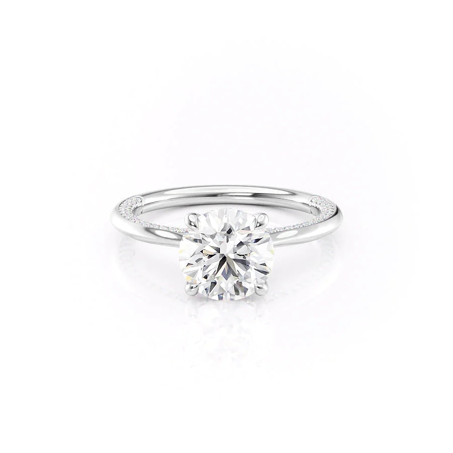 The Clara Set With Round Solitaire Lab Diamond 1 Carat 14K White#material_14k-white