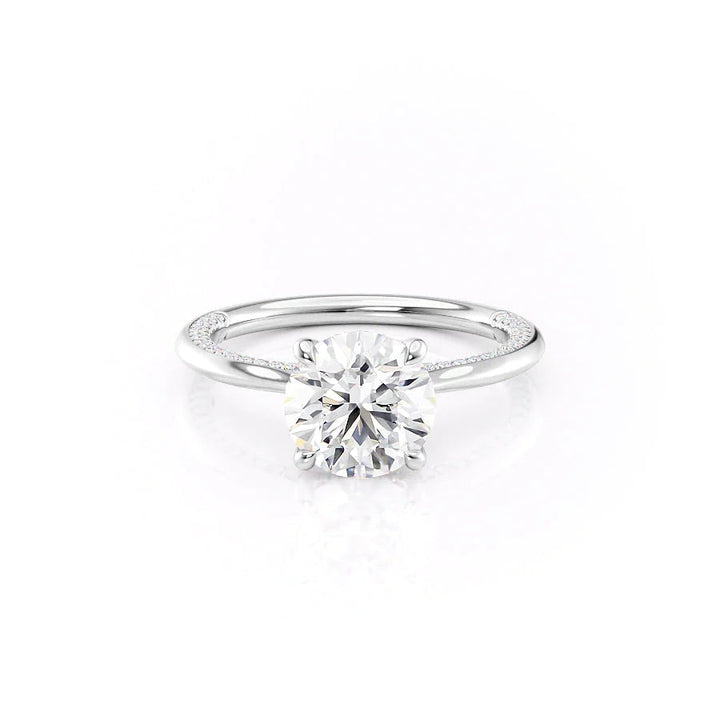 The Clara Set With Round Solitaire Lab Diamond 1 Carat 14K White#material_14k-white