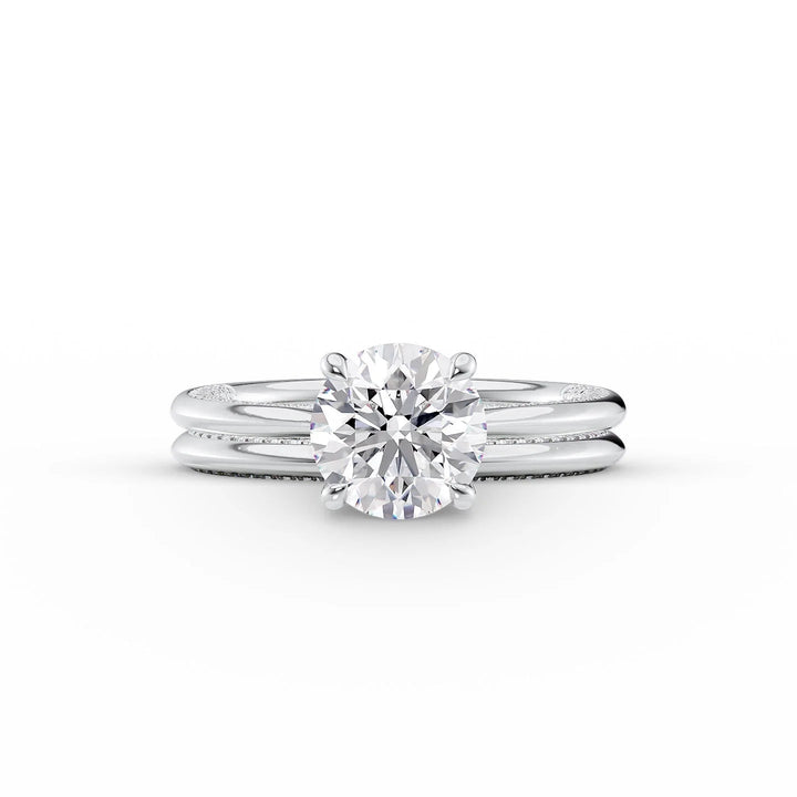 The Clara Set With Round Solitaire Lab Diamond 2 Carat 14K White#material_14k-white