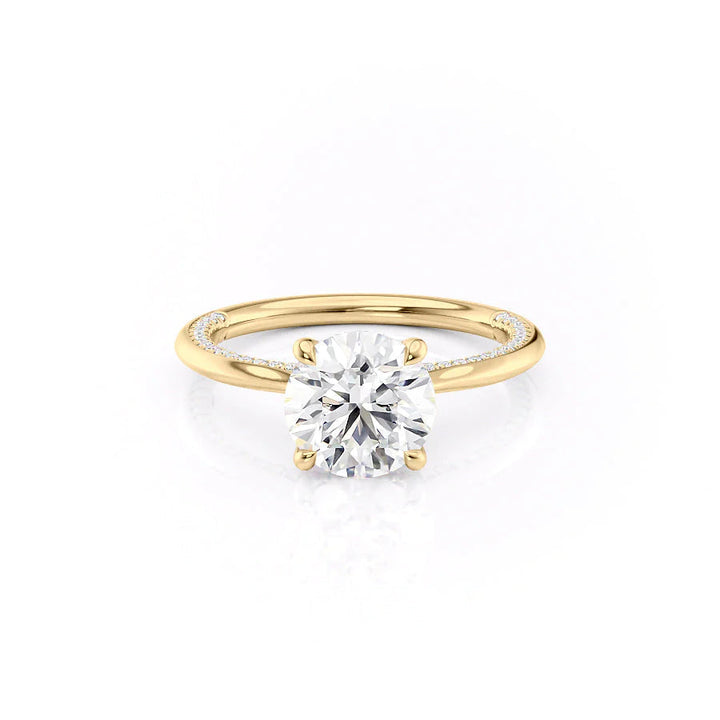 The Clara Set With Round Solitaire Moissanite#material_18k-gold