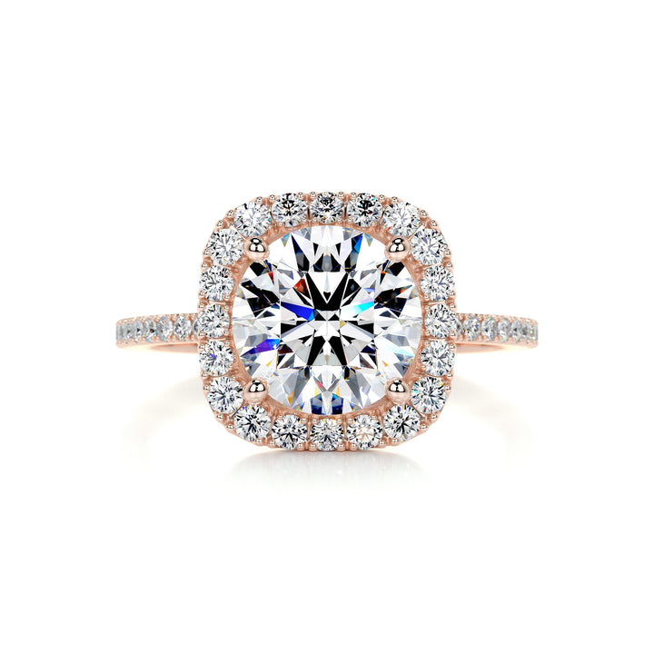 The Clover Moissanite & Diamonds Ring Moissanite 14K Rose 1 Carat Round#material_14k-rose