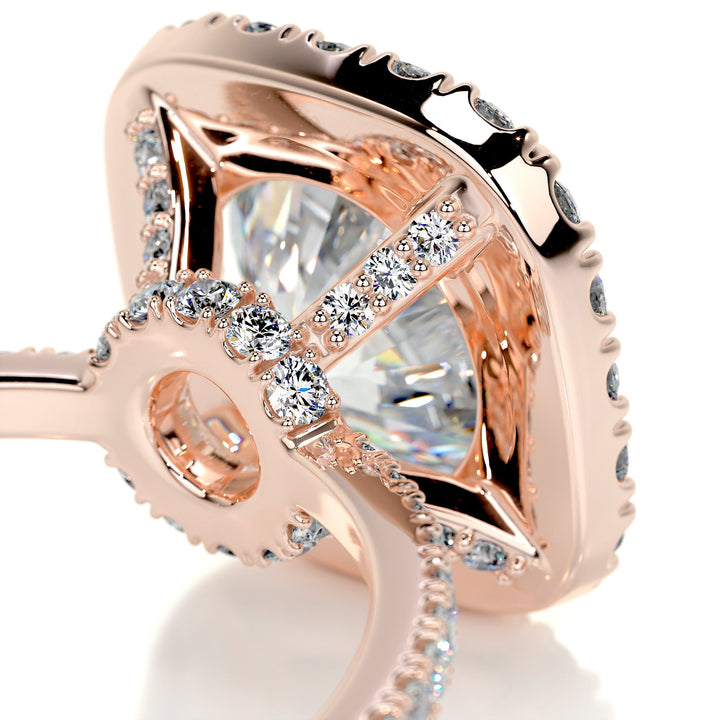 The Clover Moissanite & Diamonds Ring Moissanite 14K Rose 2.5 Carat Round#material_14k-rose