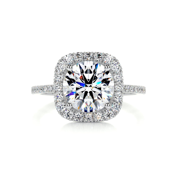 The Clover Moissanite & Diamonds Ring Moissanite 14K White 1 Carat Round#material_14k-white